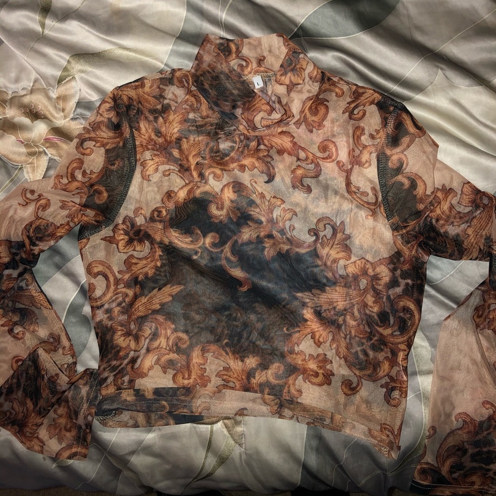 patterned sheer crop top